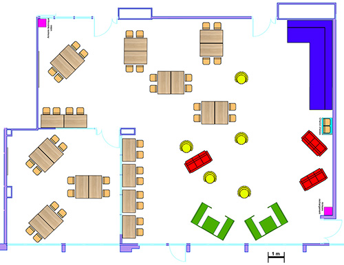 plan du nouvel aménagement de la salle informatique de la BU Sciences