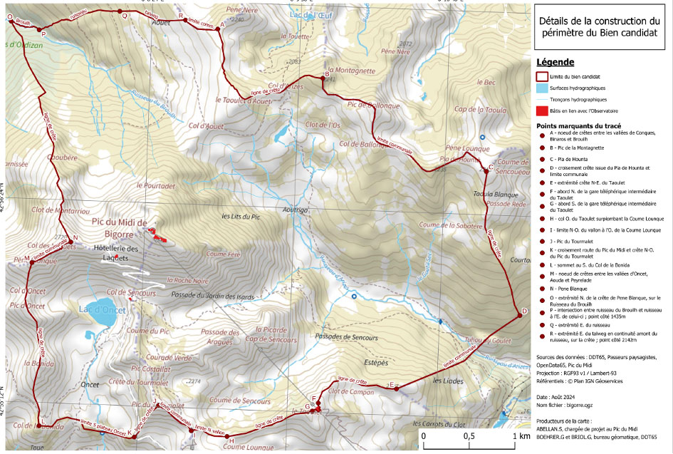 carte détaillée de la candidature UNESCO Pic du Midi